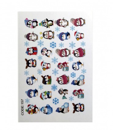 لنز ناخن مدل پنگوئن برفی 2