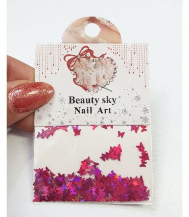 نگین پولکی ناخن طرح پروانه صورتی 1