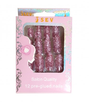 ناخن مصنوعی SEV طرح اکلیلی صورتی