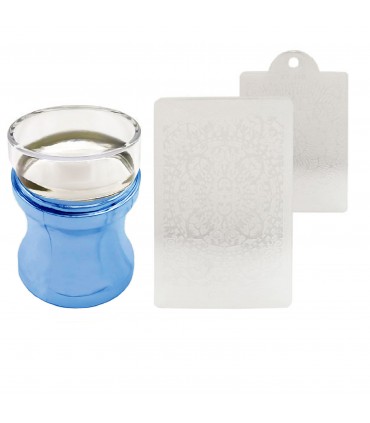 مهر ناخن (استمپ) شابلون دار آبی