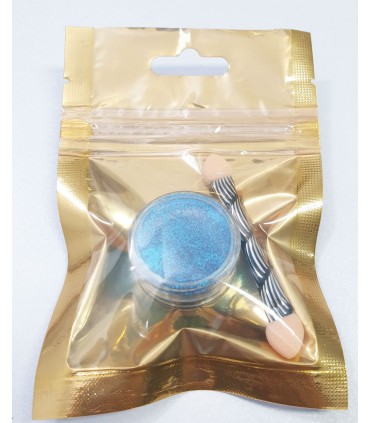 پودر کروم ناخن هولوگرام آبی تیره 1