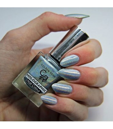 لاک ناخن گلدن رز مدل Holographic شماره 01 روی دست