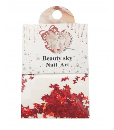 نگین پولکی ناخن طرح پروانه قرمز