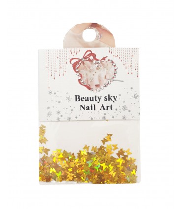 نگین پولکی ناخن طرح پروانه طلایی