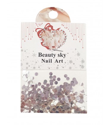 نگین پولکی ناخن طرح دایره بزرگ نقره ای