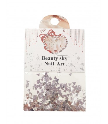 نگین پولکی ناخن طرح مثلث نقره ای