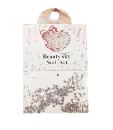 نگین پولکی ناخن طرح ستاره نقره ای