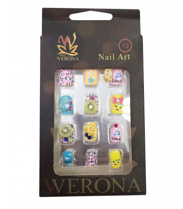 ناخن مصنوعی ژله ای بچه گانه Werona طرح نگین دار