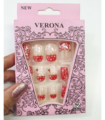 ناخن مصنوعی ژله ای بزرگسال Verona طرح نگین دار شماره با دست