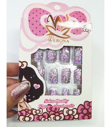 ناخن مصنوعی ژله ای بزرگسال Verona طرح پولکی شماره 2 جدا