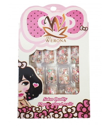 ناخن مصنوعی ژله ای بزرگسال Verona طرح پولکی شماره 4
