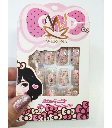 ناخن مصنوعی ژله ای بزرگسال Verona طرح پولکی شماره 4 جدا