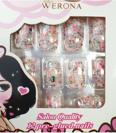 ناخن مصنوعی ژله ای بزرگسال Verona طرح پولکی شماره 4 نزدیک