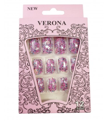 ناخن مصنوعی ژله ای بزرگسال Verona طرح پولکی شماره 5