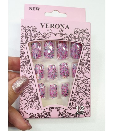 ناخن مصنوعی ژله ای بزرگسال Verona طرح پولکی شماره 5 جدا