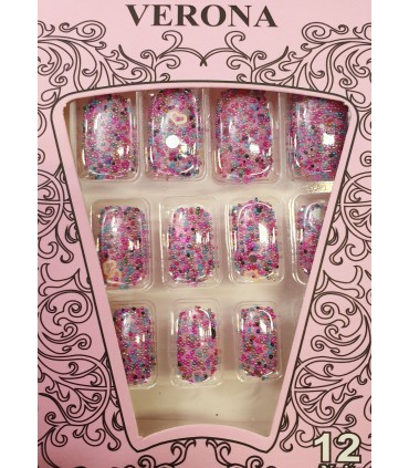 ناخن مصنوعی ژله ای بزرگسال Verona طرح پولکی شماره 5 نزدیک