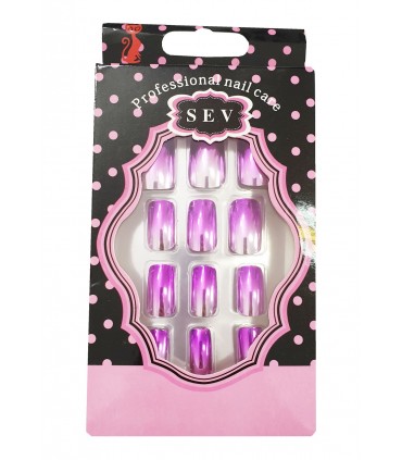 ناخن مصنوعی SEV مدل آینه ای بنفش-نقره ای