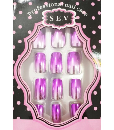 ناخن مصنوعی SEV مدل آینه ای بنفش- نقره ای نزدیک