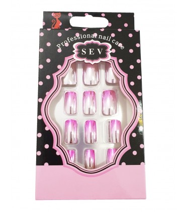 ناخن مصنوعی SEV مدل آینه ای صورتی-نقره ای