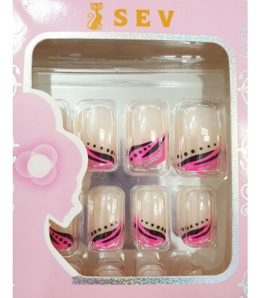 ناخن مصنوعی SEV طرح فرنچ صورتی-مشکی