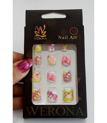 ناخن مصنوعی ژله ای بچه گانه Werona طرح جوجه با دست