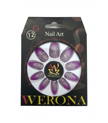 ناخن مصنوعی ژله ای بزرگسال werona طرح اکلیلی بنفش