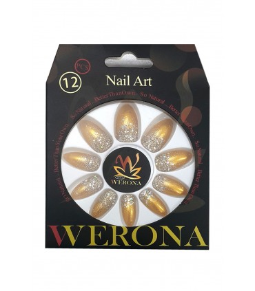 ناخن مصنوعی  بزرگسال werona طرح اکلیلی طلایی