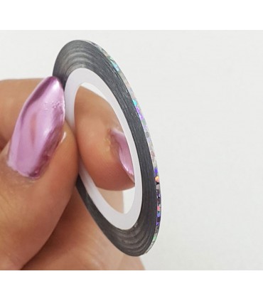 نوار طراحی ناخن باریک نقره ای هفت رنگ با دست