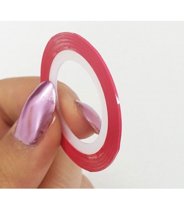 نوار طراحی ناخن باریک سرخابی با دست