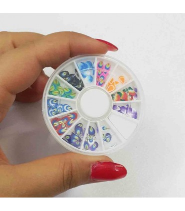 نگین ناخن ترکیبی طرح پر با دست