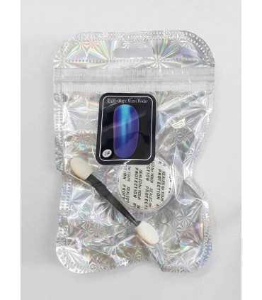 پودرسوپرکروم ناخن طیف آبی با جلد