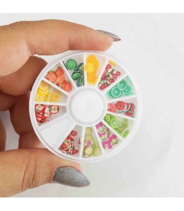 نگین ناخن ترکیبی طرح میوه با دست