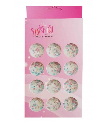 نگین ناخن رنگی ۱۲ عددی طرح شیشه ای