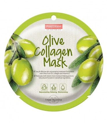 خرید ماسک نقابی کلاژنه صورت Purederm پیوردرم با عصاره زیتون - 1 ورق