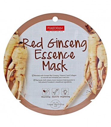 خرید ماسک نقابی صورت Purederm پیوردرم با عصاره جینسینگ قرمز - 1 ورق
