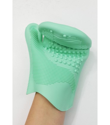 لیف دستکشی لایه بردار سبز دست خم