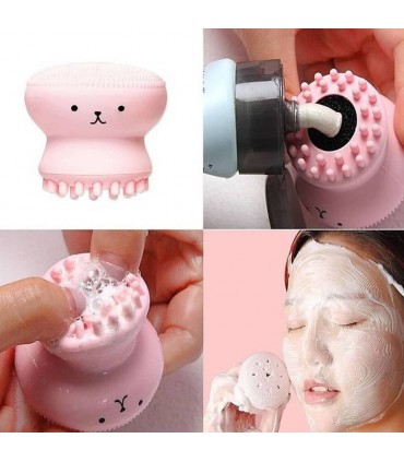 فیس براش و ماساژور دستی سیلیکونی صورتی استفاده