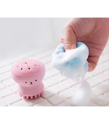 فیس براش و ماساژور دستی سیلیکونی صورتی استفاده ۱