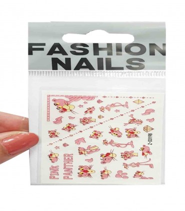 لنز ناخن روسی طرح پلنگ صورتی دست