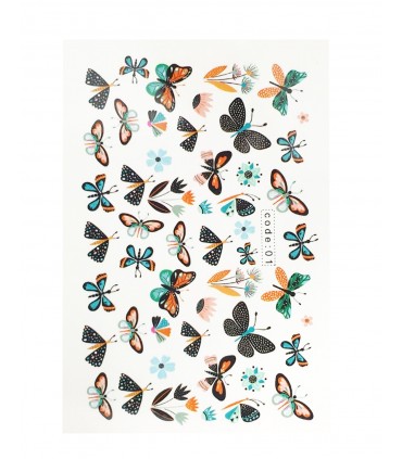 لنز ناخن مدل گل و پروانه