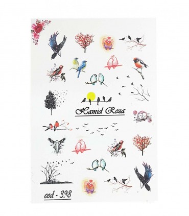 لنز ناخن مدل پرنده رنگی